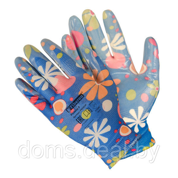 Перчатки Для садовых работ, полиэстер, нитриловое покрытие, размер 8(M), разноцветные, микс цветов, Fiberon - фото 4 - id-p184128779