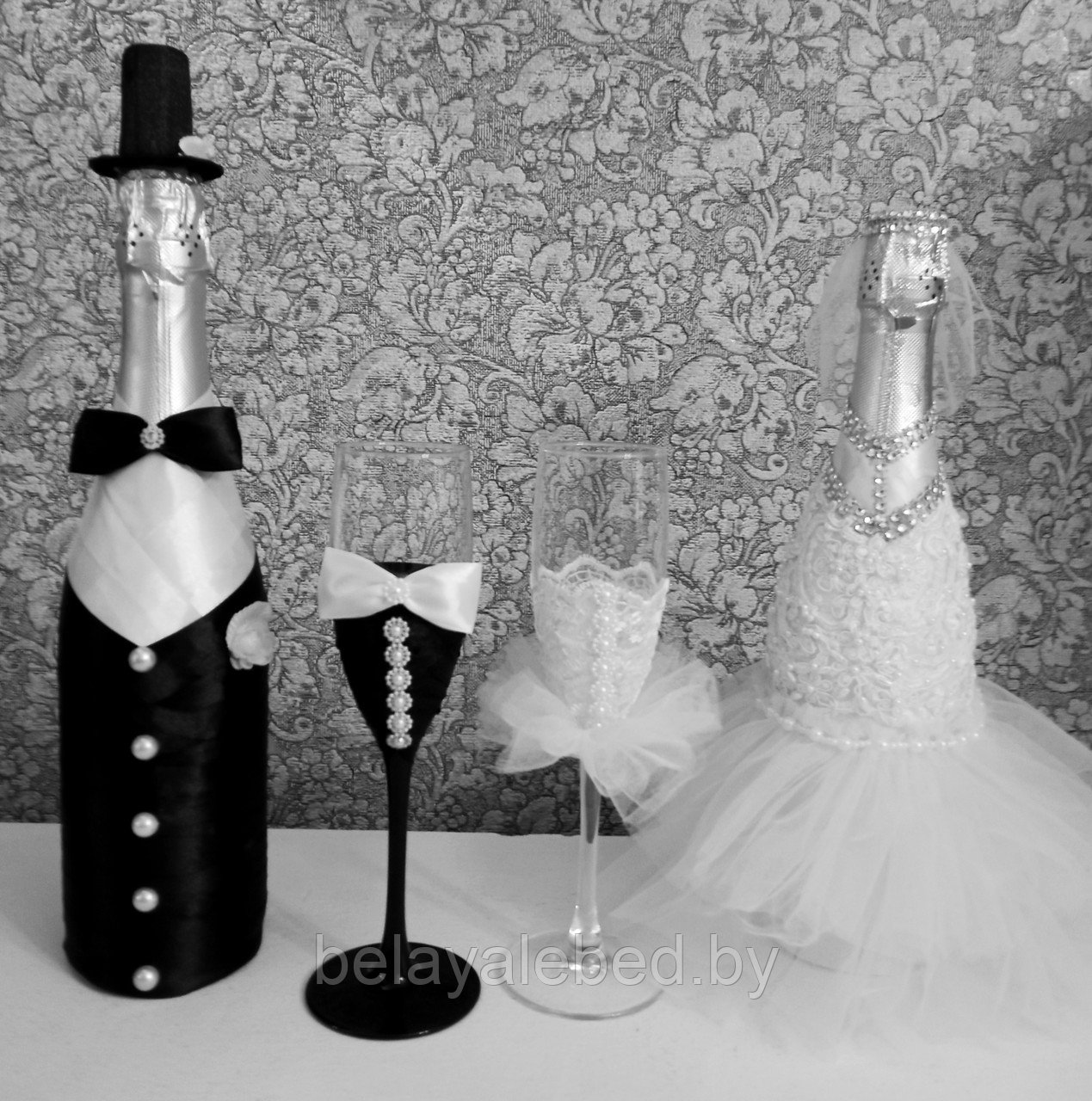 Украшение на свадебное шампанское - фото 3 - id-p184132020