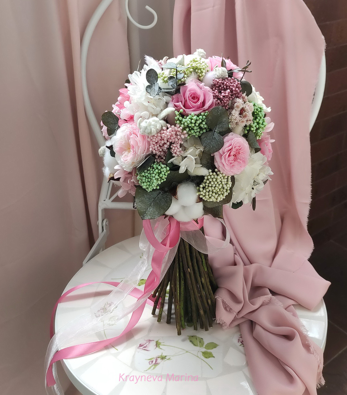 Свадебный букет из стабилизированных цветов " Эмилия" - фото 2 - id-p184136463