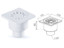 Сливной трап вертикальный D 50 решетка пласт. 100х100 мм, NOVA