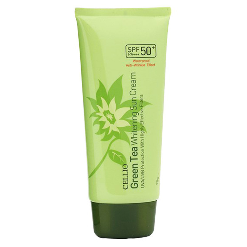 Солнцезащитный  крем с зелёным чаем Cellio Green Tea Whitening Sun Cream SPF50+, 70ml