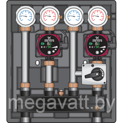 Насосная группа Meibes Kombimix UK/MK (ST) с насосом Grundfos UPM3 Hybrid 15-70 PWM - фото 1 - id-p184162794