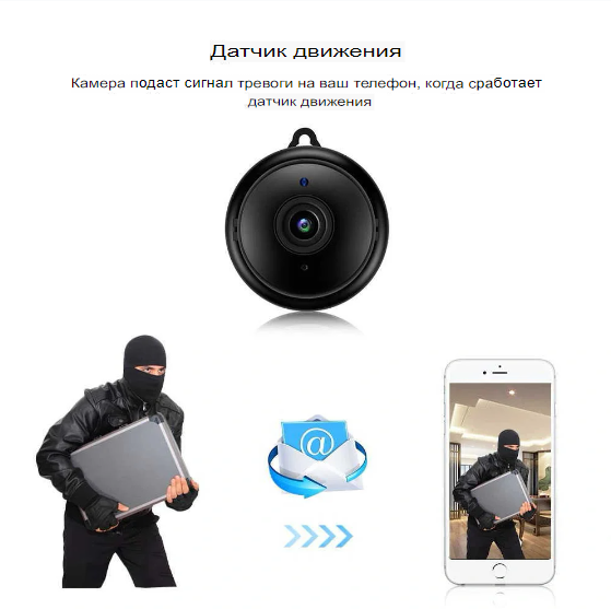 Охранная мини Wi-Fi Smart Net Camera V380 Pro с микрофоном, датчиком движения и сигналом тревоги - фото 2 - id-p184164699