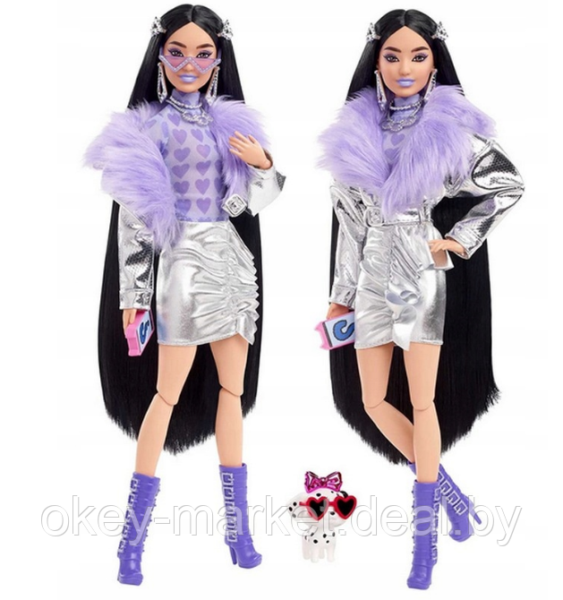 Кукла Barbie Экстра брюнетка в серебристом наряде HHN07 - фото 3 - id-p184178386