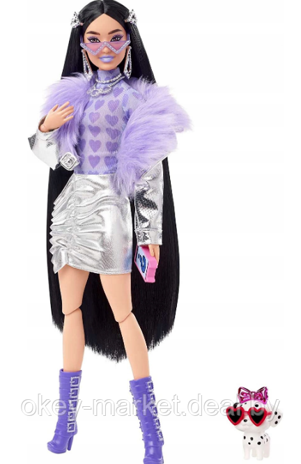 Кукла Barbie Экстра брюнетка в серебристом наряде HHN07 - фото 5 - id-p184178386
