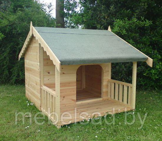 Будка для собаки деревянная "ШарикоFF №16 М" с террасой утепленная - фото 1 - id-p184215466