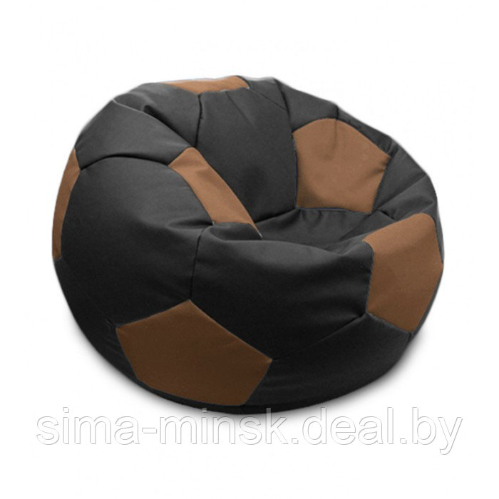 Кресло-мешок «Мяч», размер 70 см, см, искусственная кожа, чёрный, коричневый - фото 1 - id-p184223722