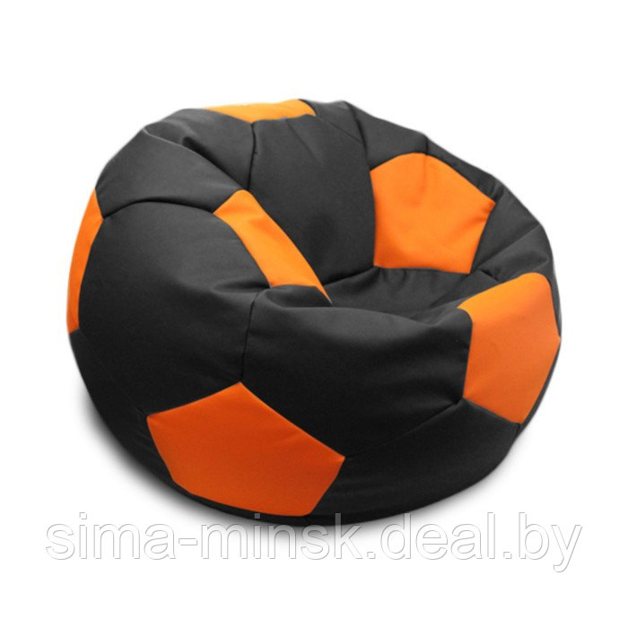 Кресло-мешок «Мяч», размер 70 см, см, искусственная кожа, чёрный, оранжевый - фото 1 - id-p184223724
