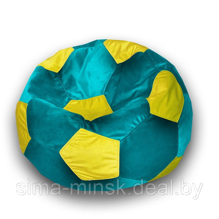 Кресло-мешок «Мяч», размер 70 см, см, велюр, цвет бирюзовый, жёлтый - фото 1 - id-p184223785