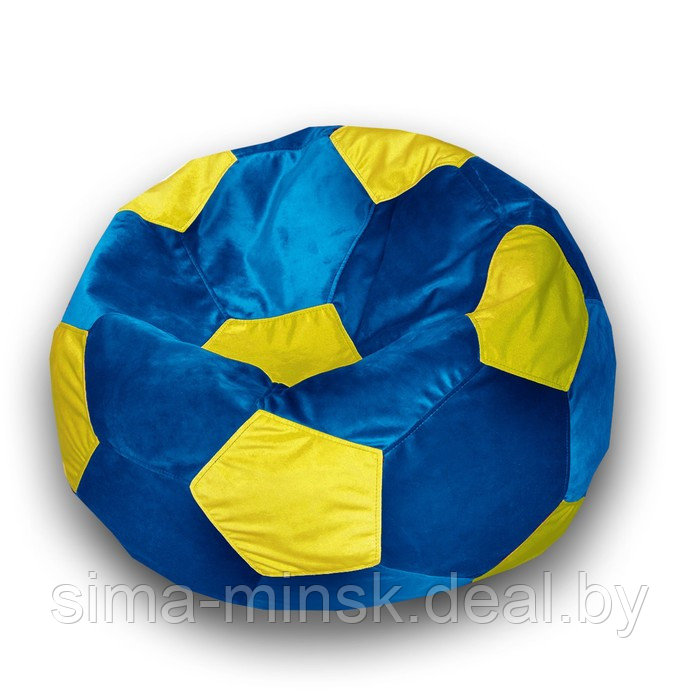 Кресло-мешок «Мяч», размер 70 см, см, велюр, цвет голубой, жёлтый - фото 1 - id-p184223788