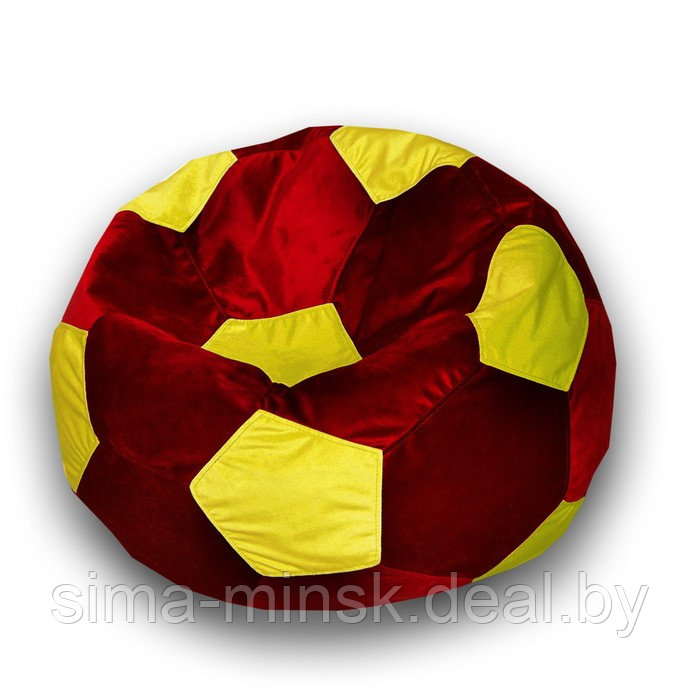 Кресло-мешок «Мяч», размер 70 см, см, велюр, цвет красный, жёлтый - фото 1 - id-p184223796