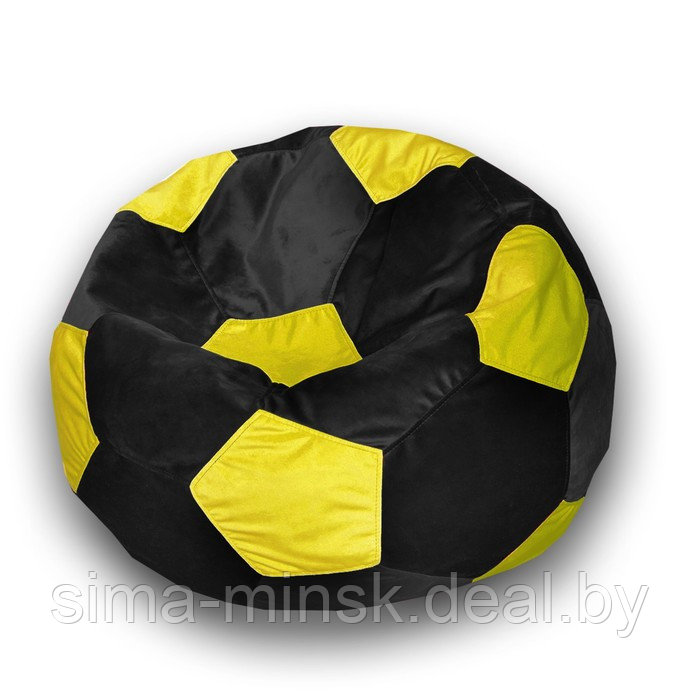 Кресло-мешок «Мяч», размер 70 см, см, велюр, цвет чёрный, жёлтый - фото 1 - id-p184223805