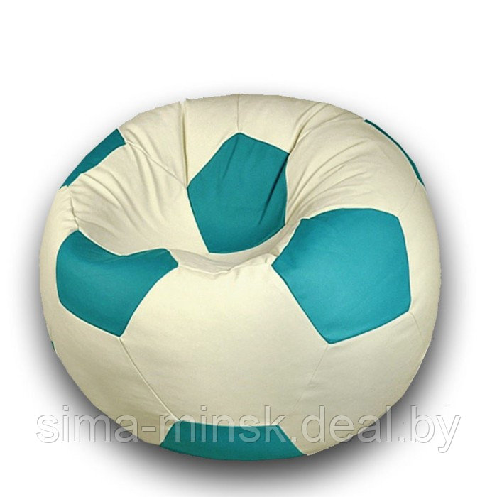 Кресло-мешок «Мяч», размер 80 см, см, искусственная кожа, цвет бежевый, голубой - фото 1 - id-p184223917