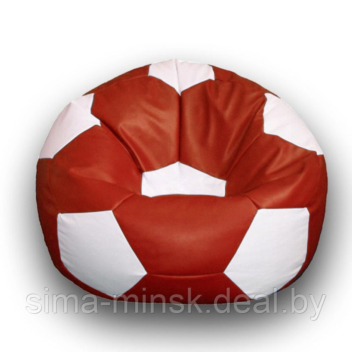 Кресло-мешок «Мяч», размер 80 см, см, искусственная кожа, цвет красный, белый - фото 1 - id-p184223928