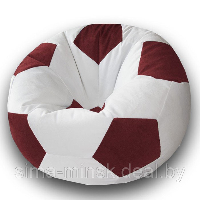 Кресло-мешок «Мяч», размер 80 см, см, велюр, цвет белый, бордовый - фото 1 - id-p184223981