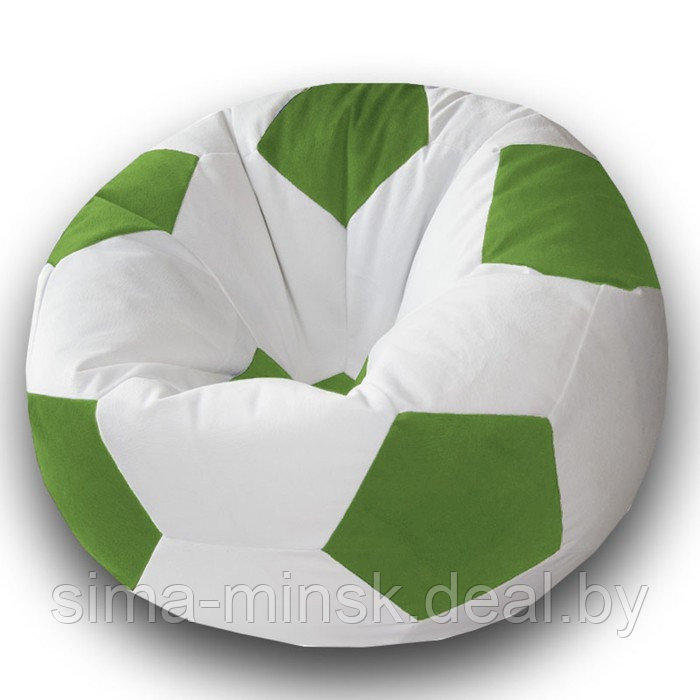 Кресло-мешок «Мяч», размер 80 см, см, велюр, цвет белый, зелёный - фото 1 - id-p184223983