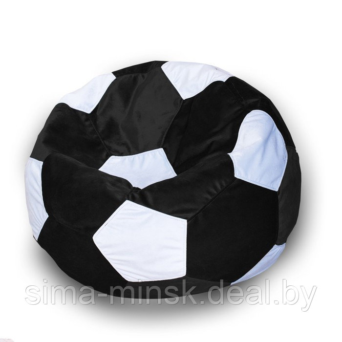 Кресло-мешок «Мяч», размер 80 см, см, велюр, цвет чёрный, белый - фото 1 - id-p184224006
