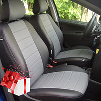 Чехлы на сиденья для Volkswagen Sharan (2000-2010) / Galaxy / 5 мест / Шаран (экокожа, черный + серая вставка)