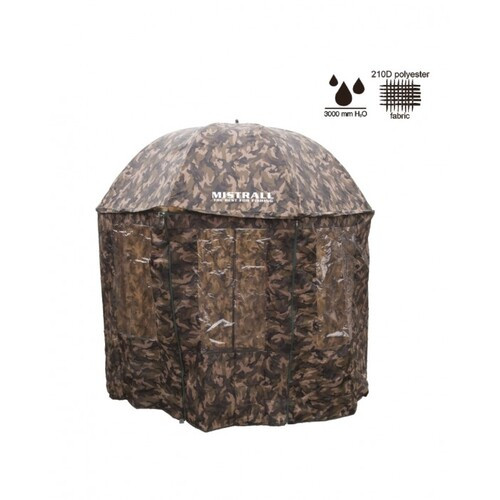 Зонт рыболовный 2.5m CAMO MISTRALL(D-250 см) NEW! (с шалью на 8 секторов, 3 окошка) КАМУФЛЯЖ - фото 1 - id-p184225330