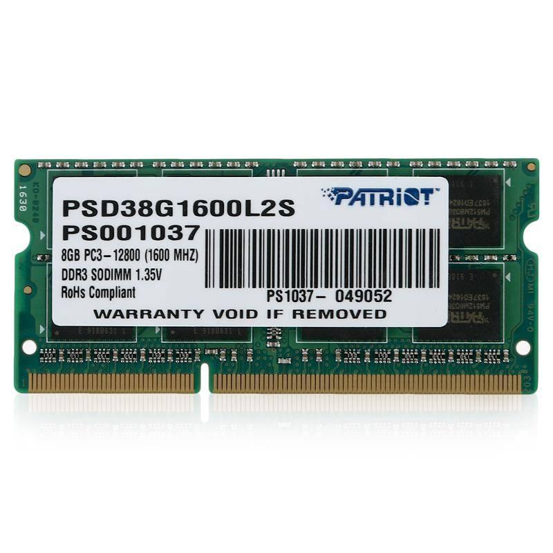 Оперативная память Patriot Memory for Ultrabook 8GB DDR3 SO-DIMM PC3-12800 (PSD38G1600L2S)