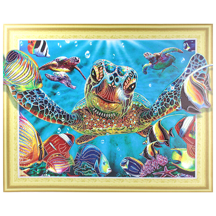 Алмазная живопись 40*50 см, морская черепаха - фото 4 - id-p184240814