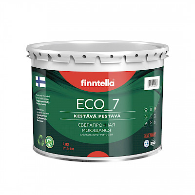 Краска ECO 7 стойкая интерьерная, сверхпрочная, моющаяся (9 л) 11,88 кг (Finntella, Финляндия) - фото 1 - id-p184245965