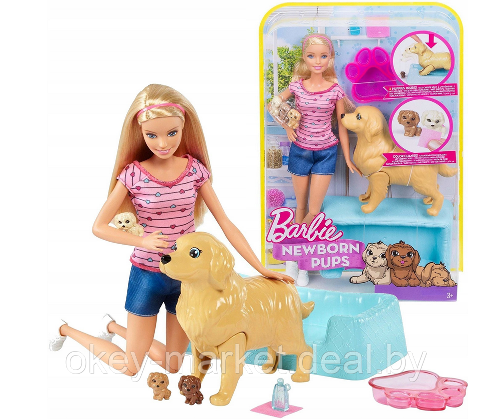 Игровой набор Barbie Кукла и собака с новорожденными щенками FDD43 - фото 7 - id-p89994388