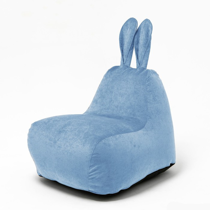 Кресло-мешок «Зайчик», размер 80x90 см велюр, цвет голубой - фото 1 - id-p184261639