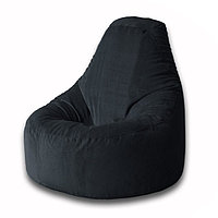 Кресло-мешок «Груша» Позитив Luma, размер XXXL, диаметр 110 см, высота 145 см, велюр, цвет чёрный