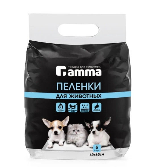 Пеленки для собак Gamma 400*600 мм (5 шт) - фото 1 - id-p108356869