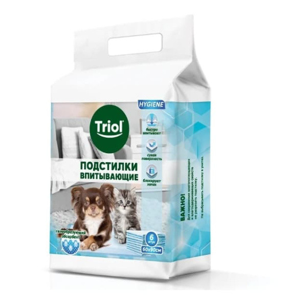 Подстилки для собак впитывающие TRIOL 60х90 см (6 шт) 30551011 - фото 1 - id-p131643757