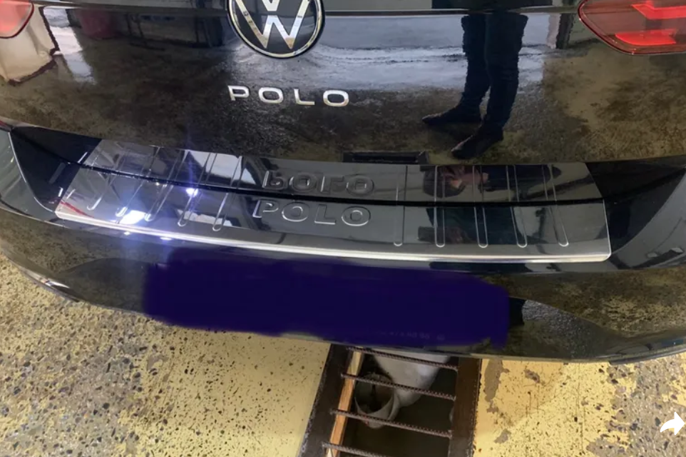 Накладка Ладья с загибом на бампер Volkswagen Polo VI 2020+ - фото 4 - id-p184273498