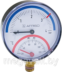 Термоманометр ТМ80, 1/2" Afriso RAD / 0 - 6 бар / 20-120 С° (63 338)