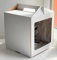 Коробка для торта c ручкой и окошком, 260х260х h280 мм