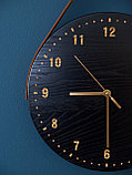 Часы интерьерные из ясеня (модель №2) Чёрный, фото 2