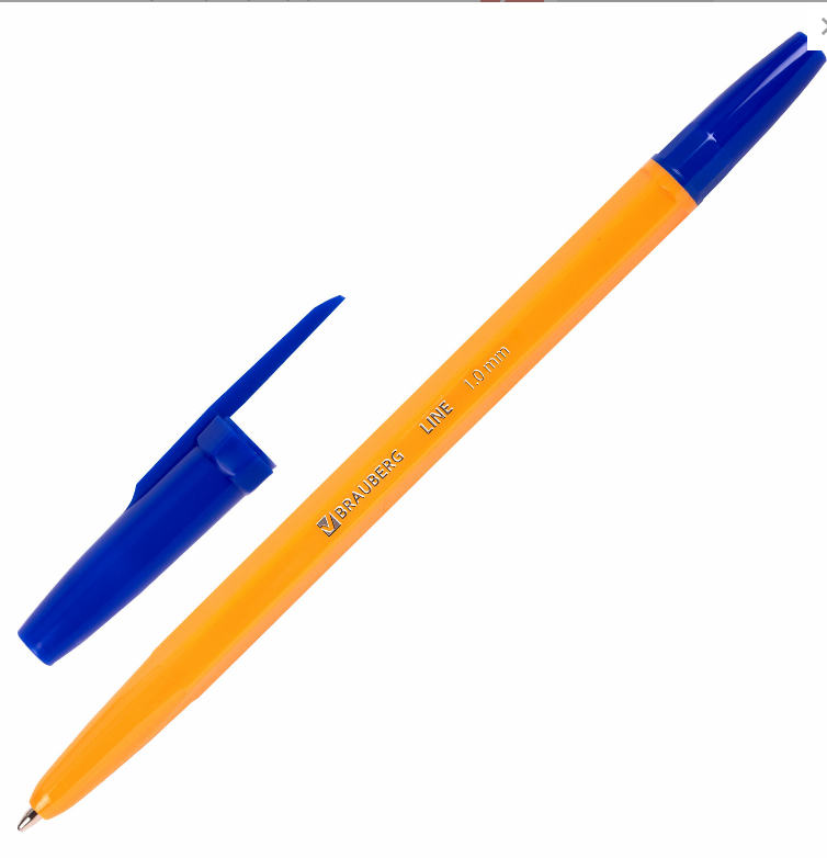 Ручка шариковая BRAUBERG "ORANGE Line", СИНЯЯ, корпус оранжевый, узел 1 мм, линия письма 0,5 мм