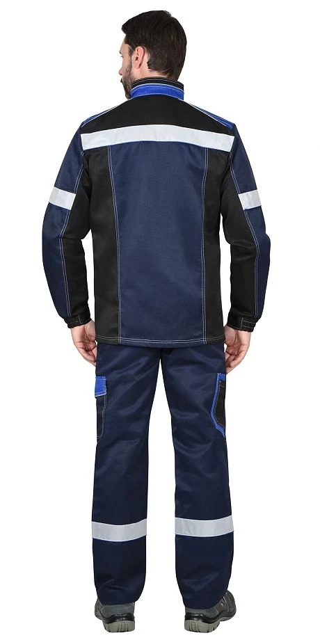 Костюм мужской летний «СИРИУС-ПОЛИНОМ» куртка и брюки, синий с черным и васильковым, СОП - фото 7 - id-p127417714