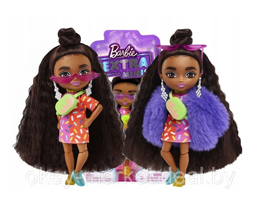 Кукла Barbie Экстра Minis в фиолетовой пушистой шубке HGP63 - фото 2 - id-p184291726