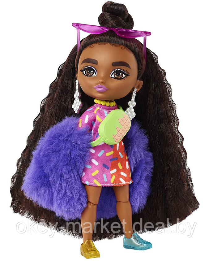 Кукла Barbie Экстра Minis в фиолетовой пушистой шубке HGP63 - фото 4 - id-p184291726