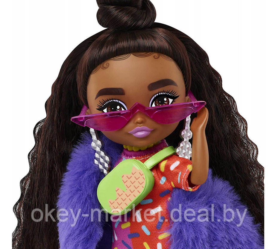 Кукла Barbie Экстра Minis в фиолетовой пушистой шубке HGP63 - фото 6 - id-p184291726