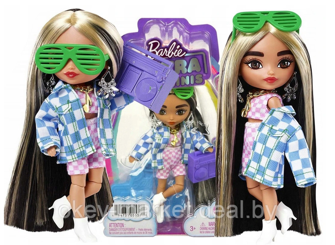Кукла Barbie Экстра Minis в клетчатом жакете оверсайз HGP64 - фото 6 - id-p184291965