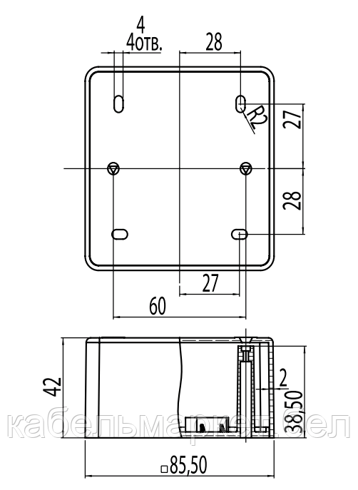 65015-27М - Коробка распаячная для о/п, сосна на светлой основе, (85х85х42) ip40 - фото 2 - id-p184324308