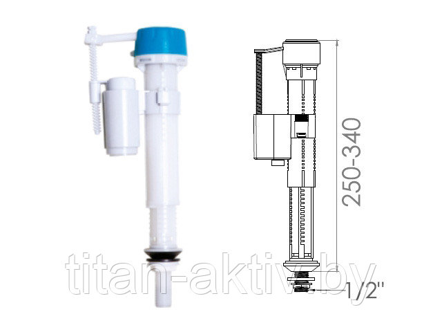 Поплавочный клапан нижней подачи воды, 1/2, пл. резьба, NOVA