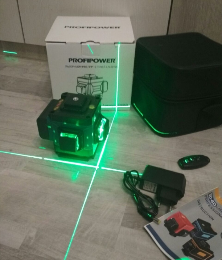 ЛАЗЕРНЫЙ УРОВЕНЬ 3х360 Profipower 3D Нивелир зелёный луч лазер отвес - фото 3 - id-p137802184