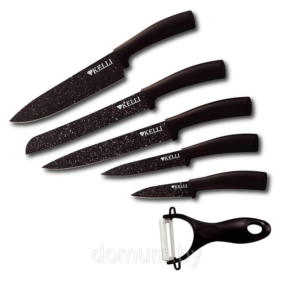 Набор кухонных ножей нерж. сталь с мраморным покрытием Kelli KL-2031 - фото 2 - id-p184341536