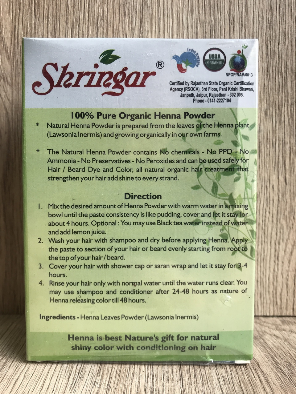 Хна органическая индийская 100% натуральная Shringar, 100 г - фото 3 - id-p184346067