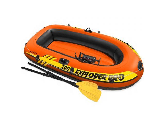 Надувная лодка двухместная Explorer PRO 200, 196х102х33 см + весла пластик.122 см, насос ручной, INT (INTEX)