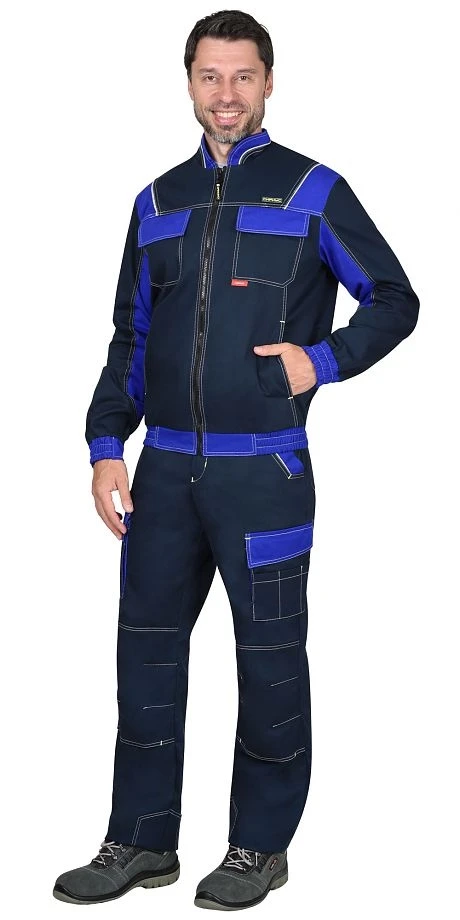 Куртка СИРИУС-КАРАТ-РОСС темно-синяя с васильковым, 80% х/б, пл. 260 г/кв.м - фото 1 - id-p127415737
