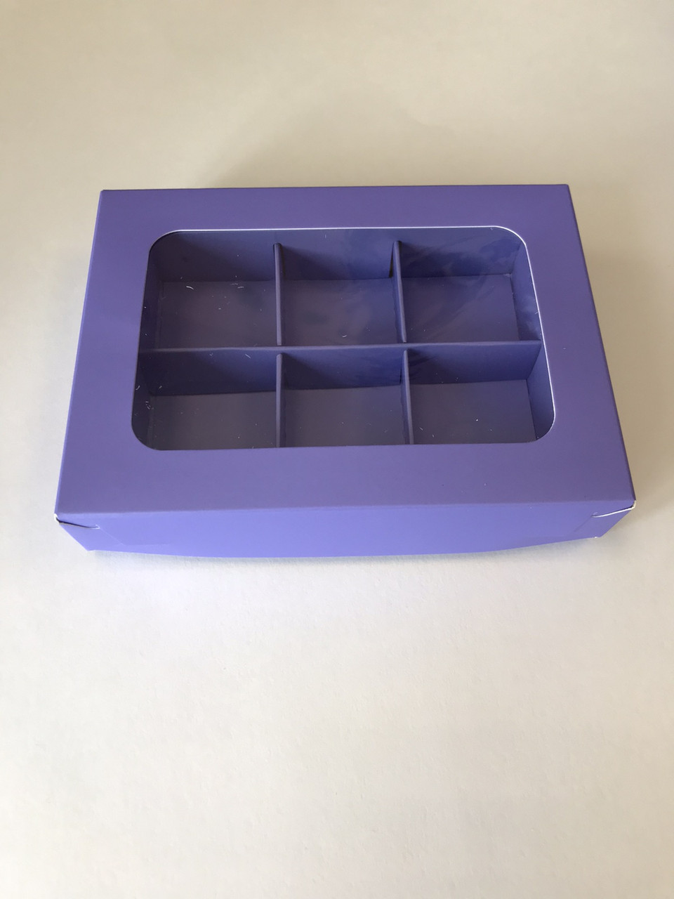Коробка для 6 конфет с вклеенным окном, Лавандовая, 155х115х h30 мм - фото 2 - id-p184368026