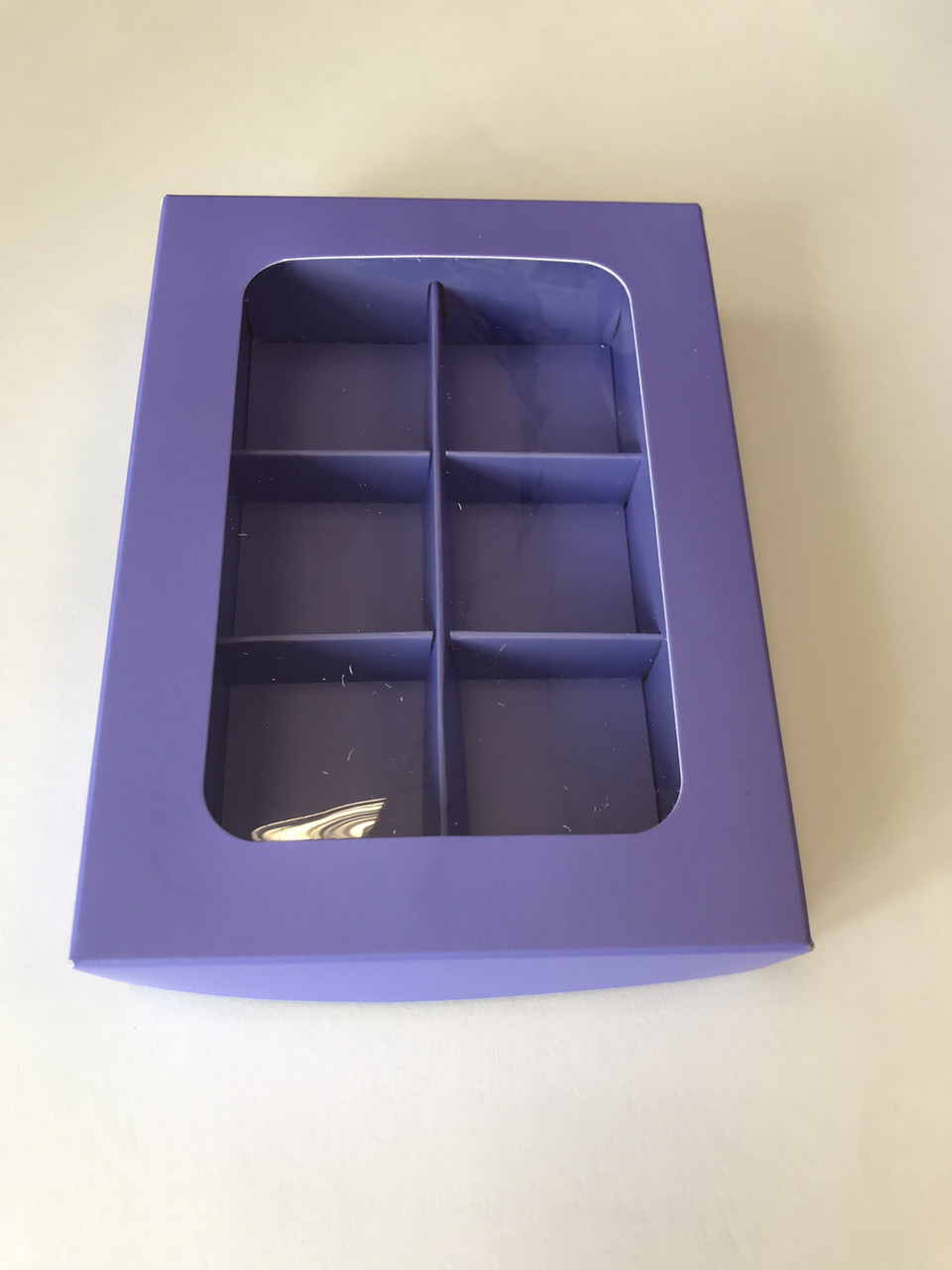Коробка для 6 конфет с вклеенным окном, Лавандовая, 155х115х h30 мм - фото 3 - id-p184368026
